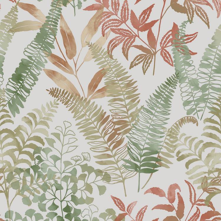 Superfresco Temptation Sunrise wallpaper tropical leaf design, UK version