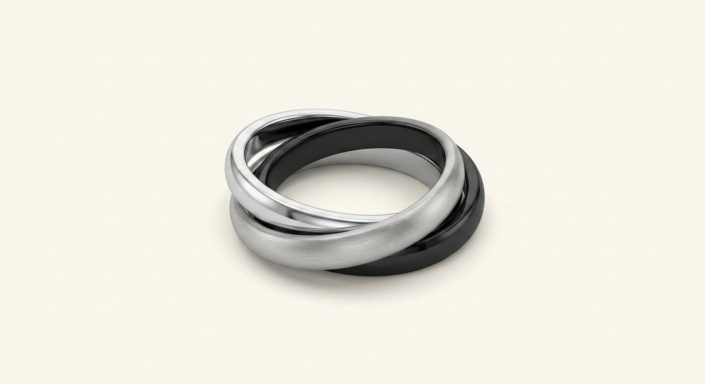 Cartier Trinity medium ring 18ct white gold ceramic, UK version
