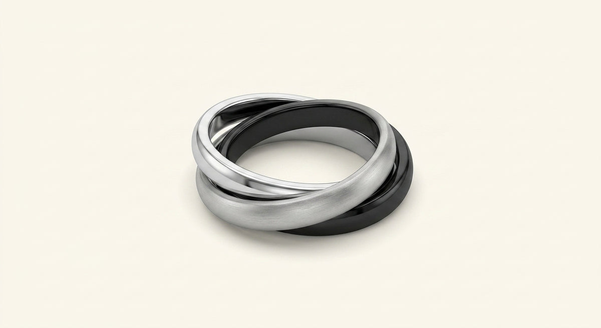 Cartier Trinity medium ring 18ct white gold ceramic, UK version