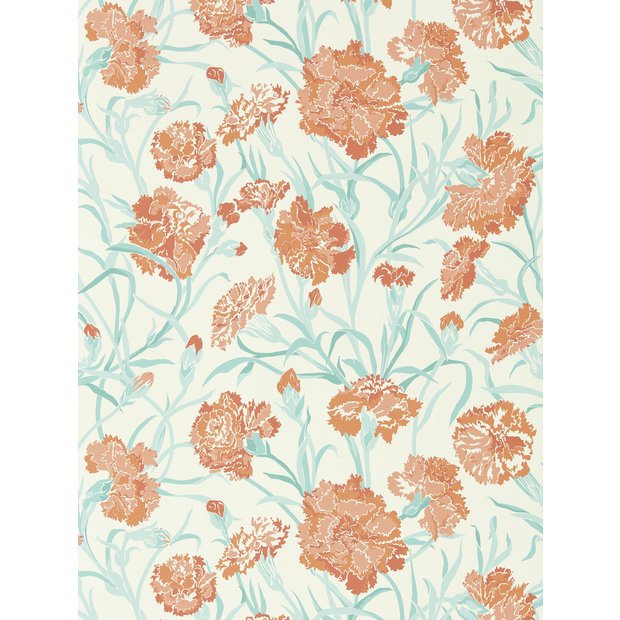 Harlequin Fleur De Joie Paprika Aqua wallpaper, UK version