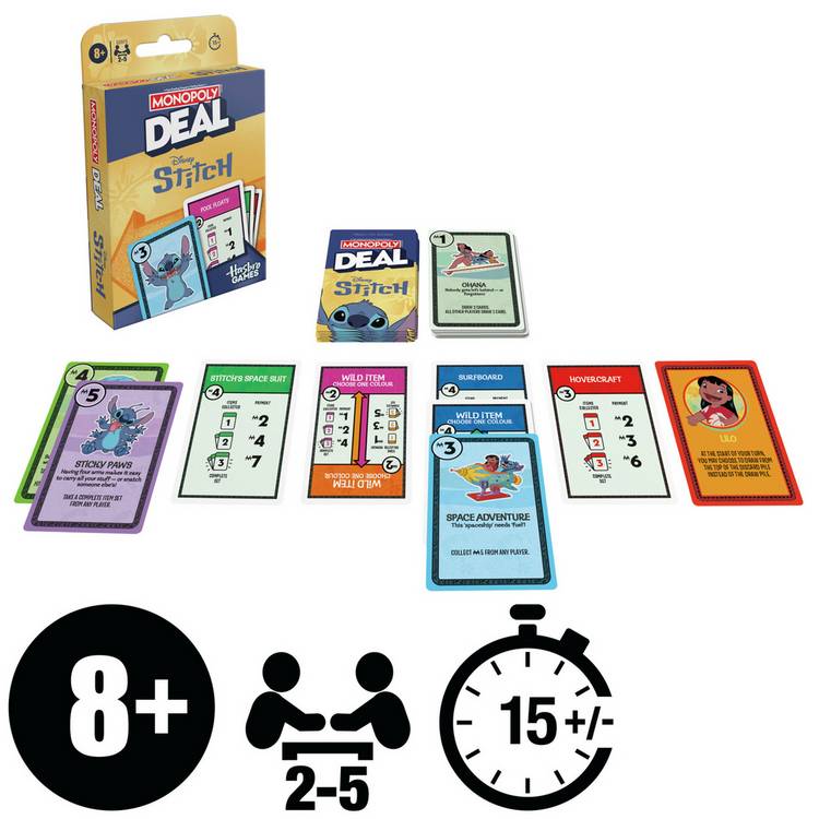 Disney Stitch Monopoly card game (British brand)