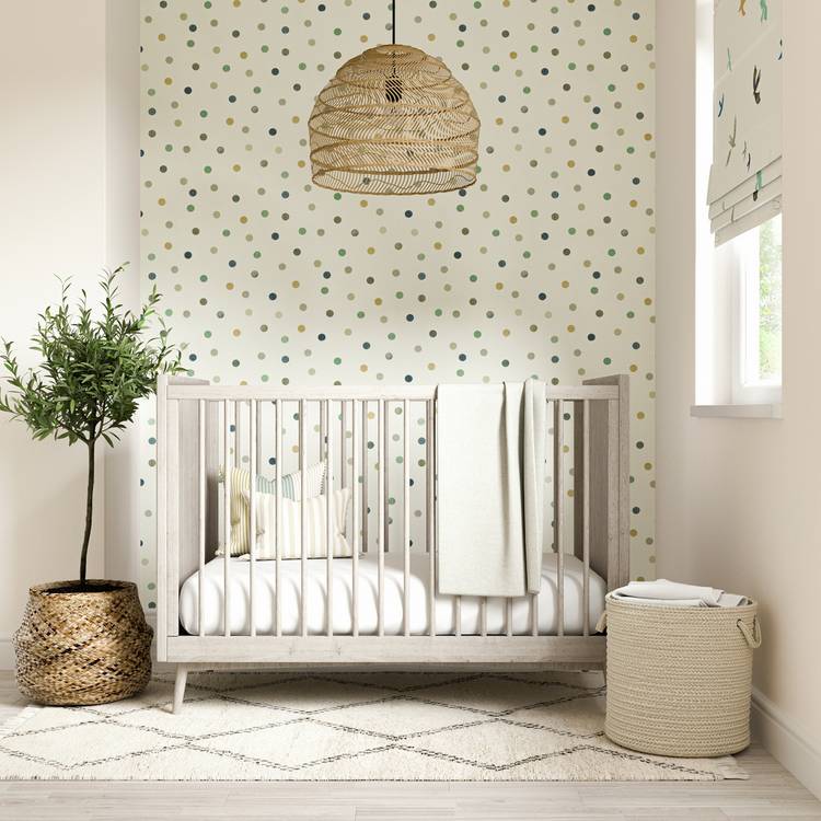 Harlequin Kids Bon Bon denim cream spot wallpaper (British brand)