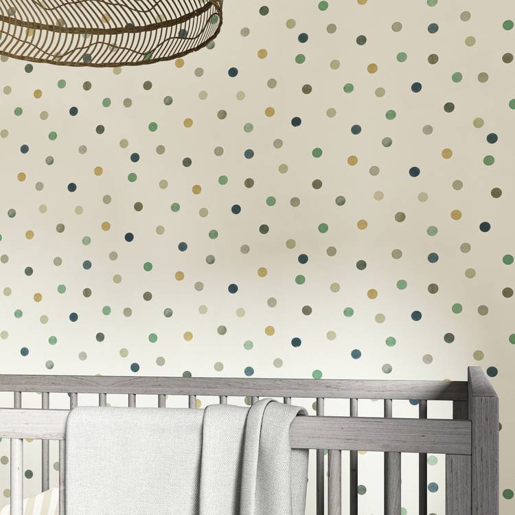 Harlequin Kids Bon Bon denim cream spot wallpaper (British brand)