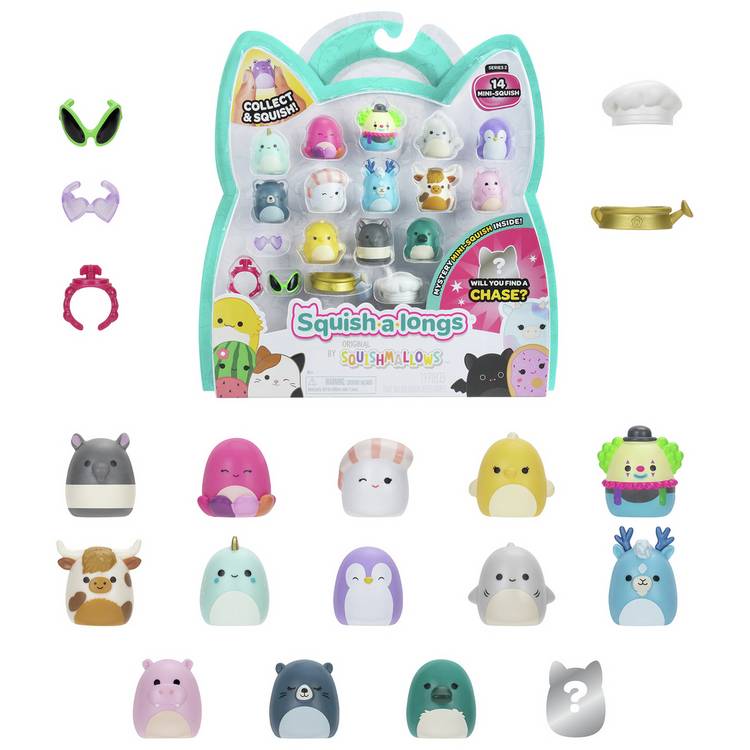 Squishmallows Squish-a-longs plush pack of 14, imported from the UK
