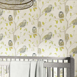 Harlequin Little Owls wallpaper in Kiwi Cream - British product
