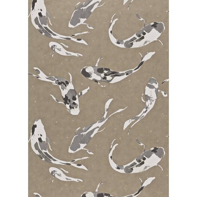 Harlequin Koi Metal Brown wallpaper - aquatic design for walls, UK version