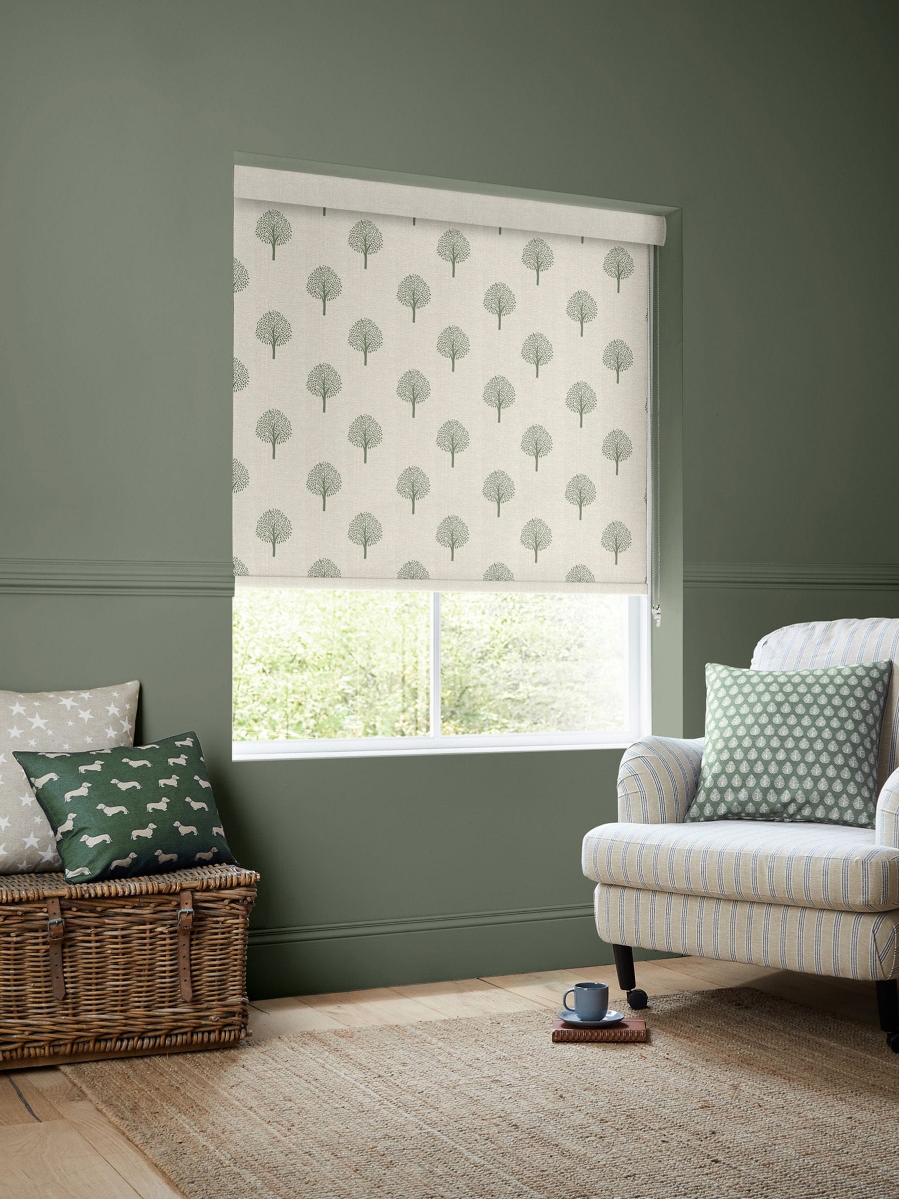Emily Bond Fern Yew Tree roller blind - British product