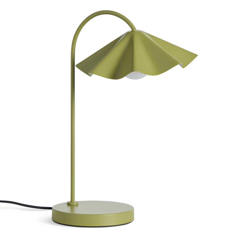 Habitat Yuno pleat metal table lamp in olive - British product