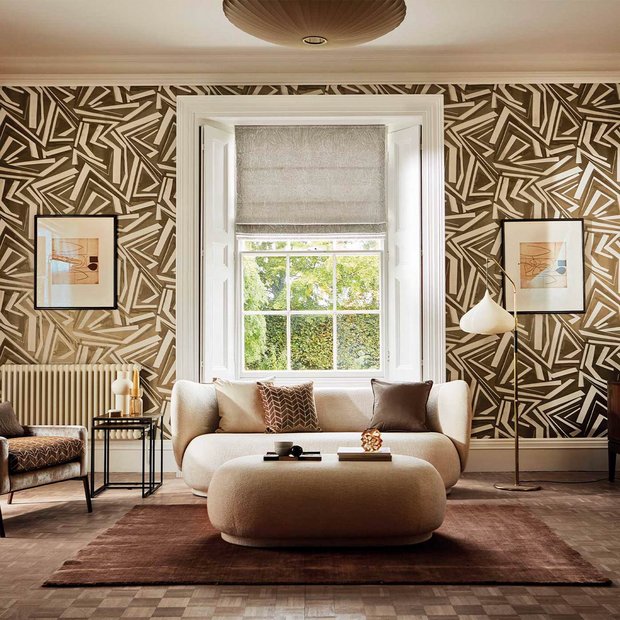 Harlequin Transverse Bronze metallic wallpaper wide width, UK version