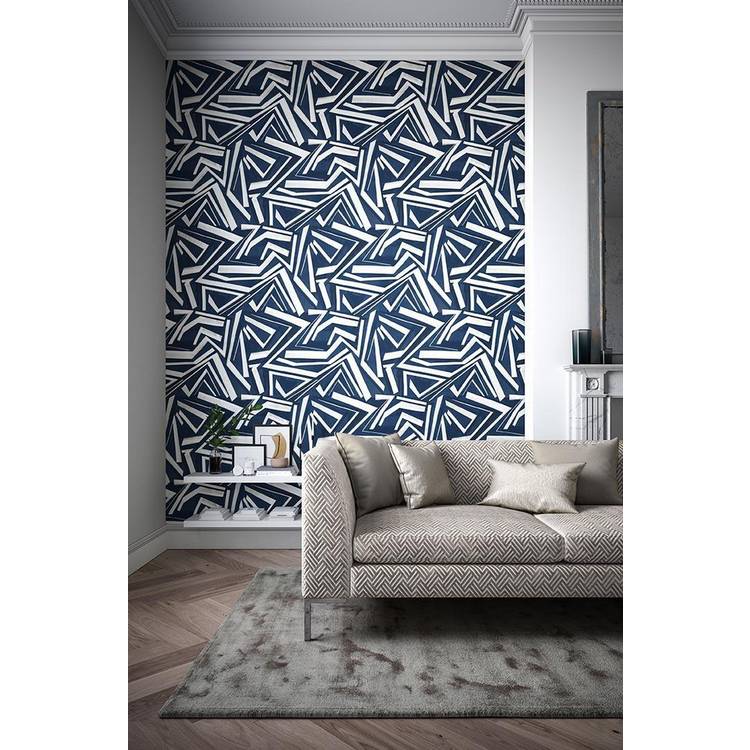 Harlequin Transverse Ink wallpaper wide width blue, imported from the UK