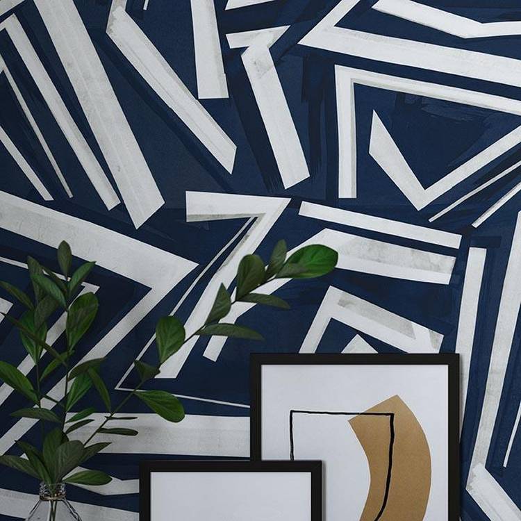 Harlequin Transverse Ink wallpaper wide width blue, imported from the UK