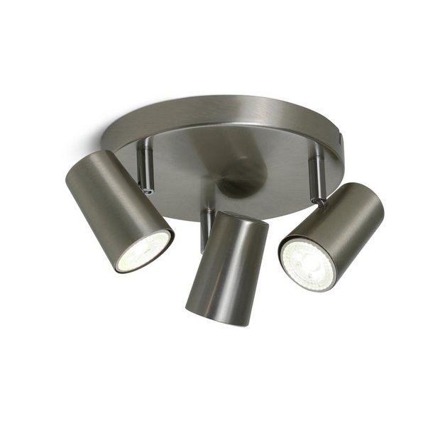 Argos Home spotlight plate brushed chrome 3 light, imported from the UK