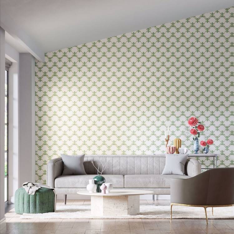 Harlequin frog wallpaper chalk green metallic finish (British brand)