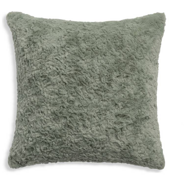 Habitat faux fur cushion sage 43x43cm, imported from the UK
