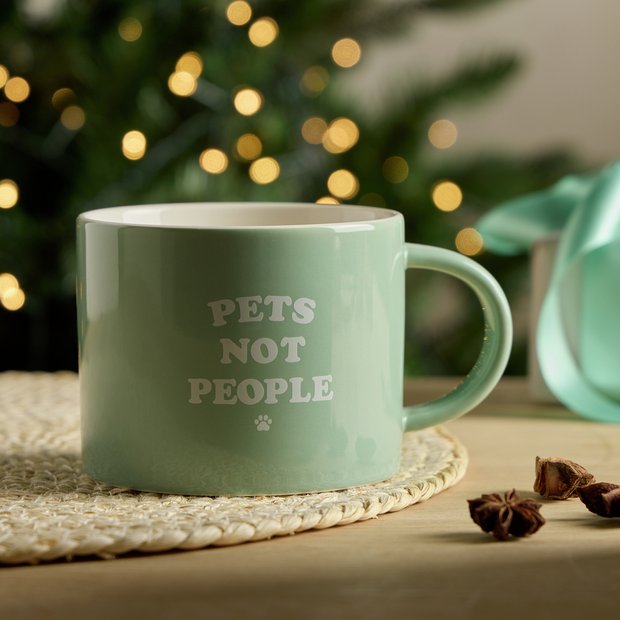 Argos Home Pets Not People mug sage green 380ml - British product