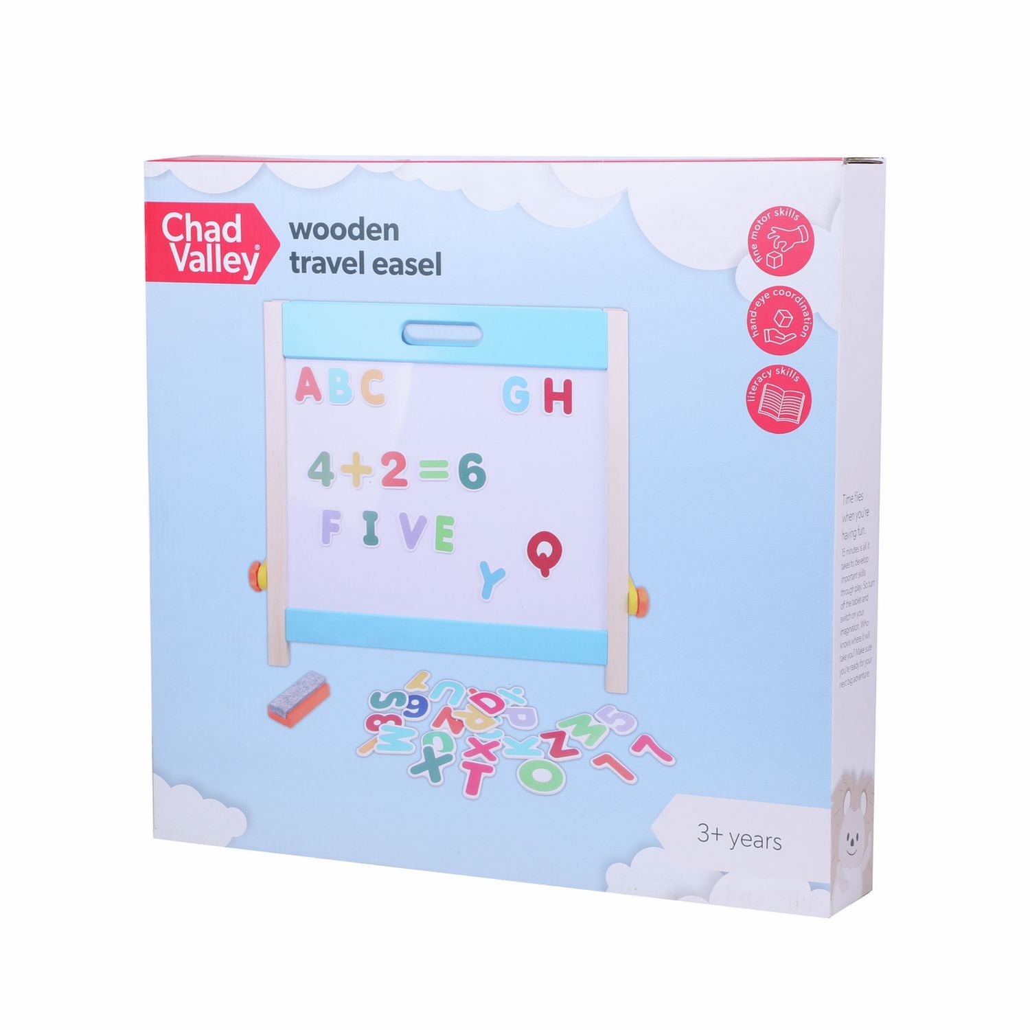 Chad Valley travel easel magnetic whiteboard and chalkboard, UK version