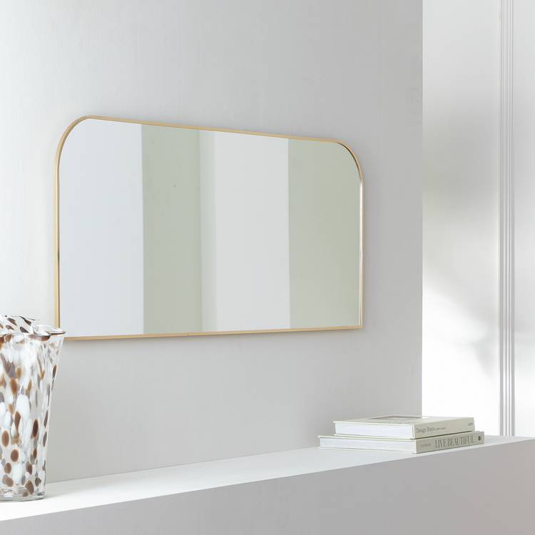 Habitat gold round edge rectangular wall mirror 40x100cm (British brand)