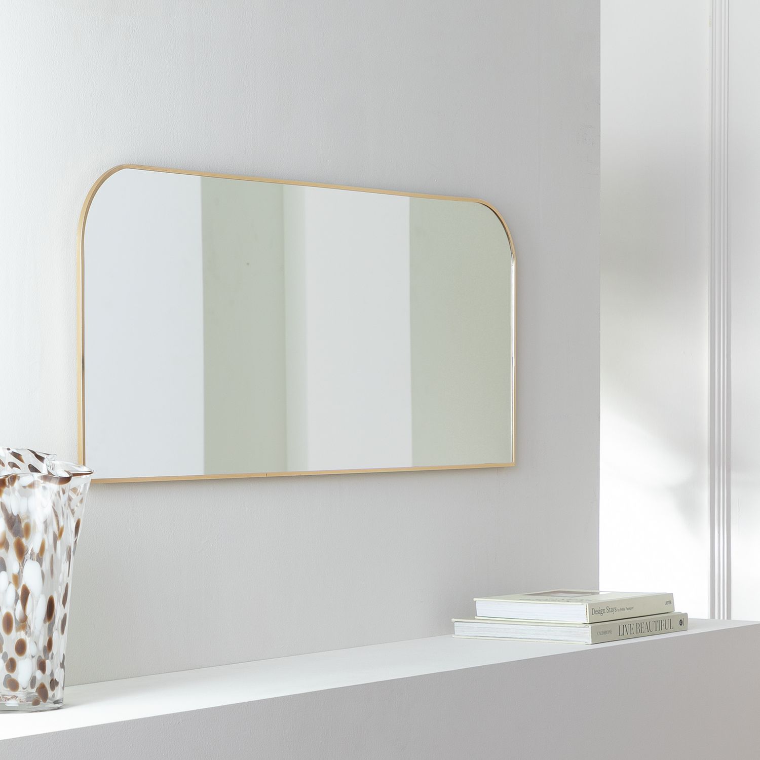 Habitat gold round edge rectangular wall mirror 40x100cm (British brand)
