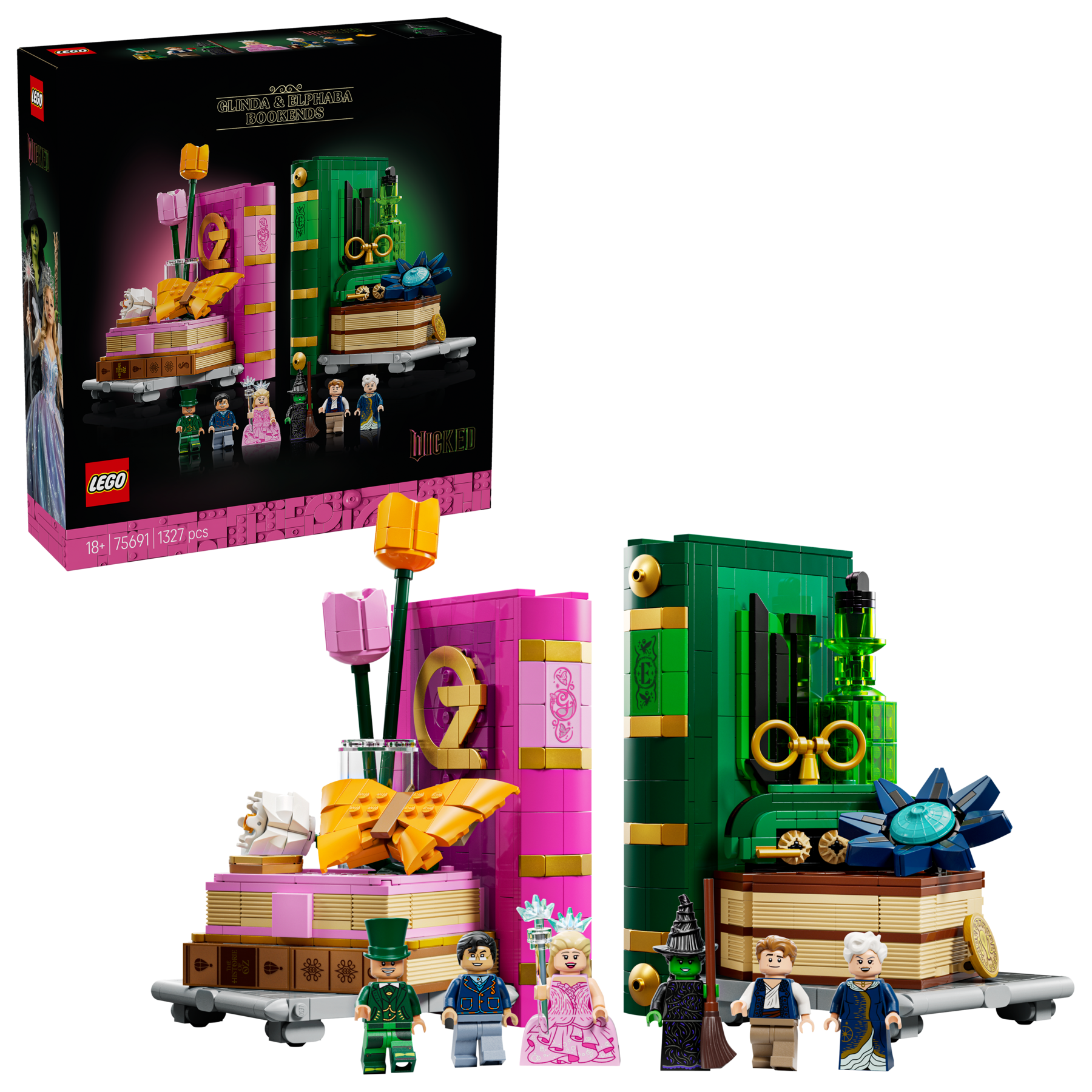 LEGO Glinda & Elphaba Bookends 1327 piece set, UK version