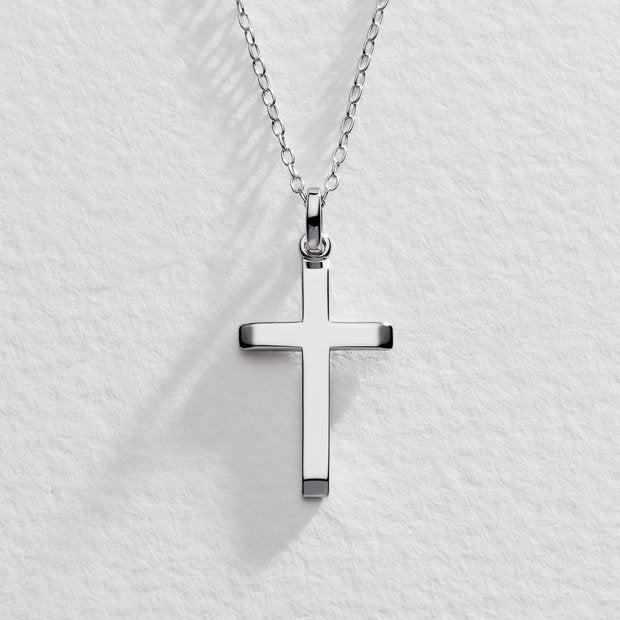 Revere sterling silver cross pendant necklace with cable chain - British product