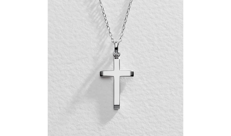 Revere sterling silver cross pendant necklace with cable chain - British product
