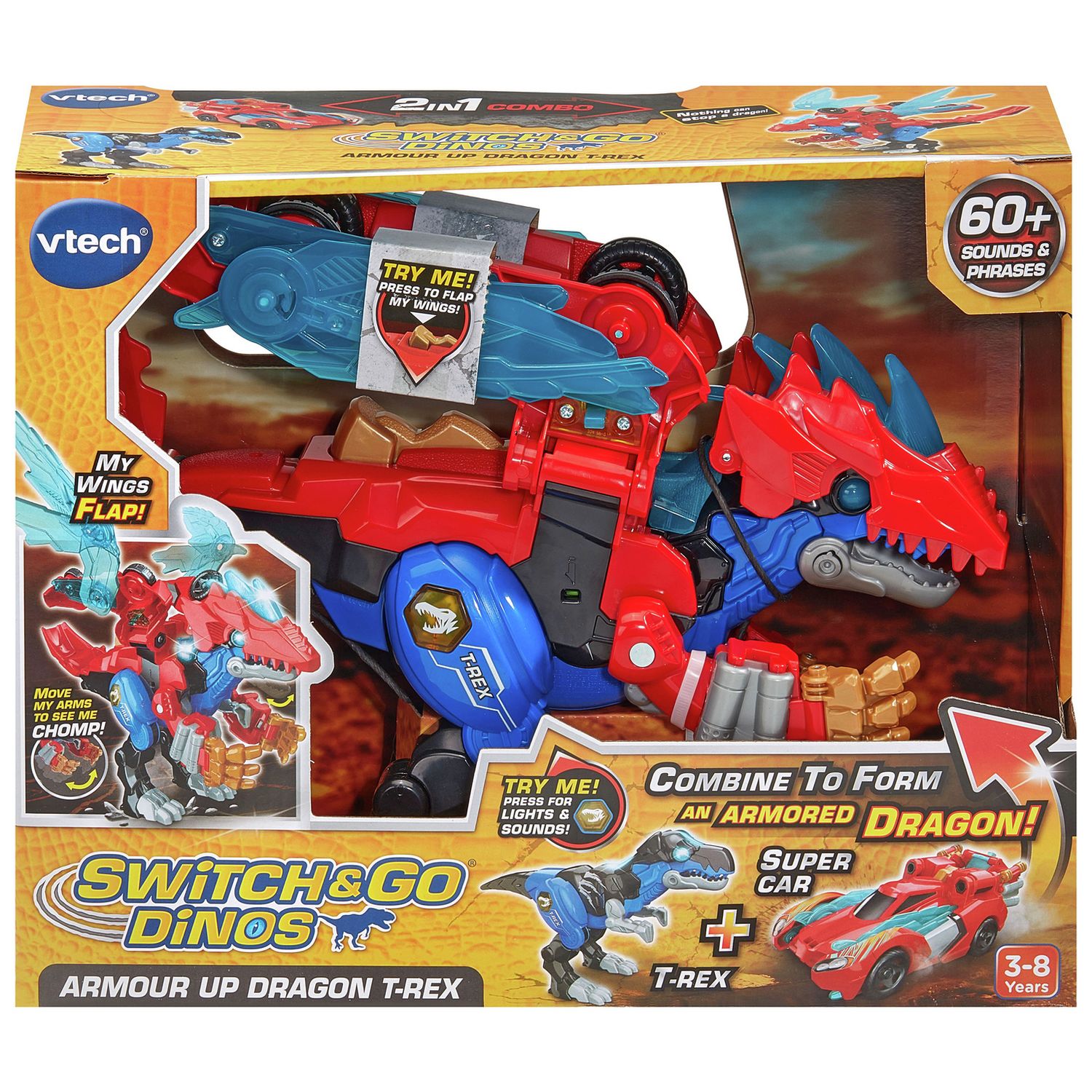 VTech Switch and Go T-Rex Dragon action figure transforming toy - British product