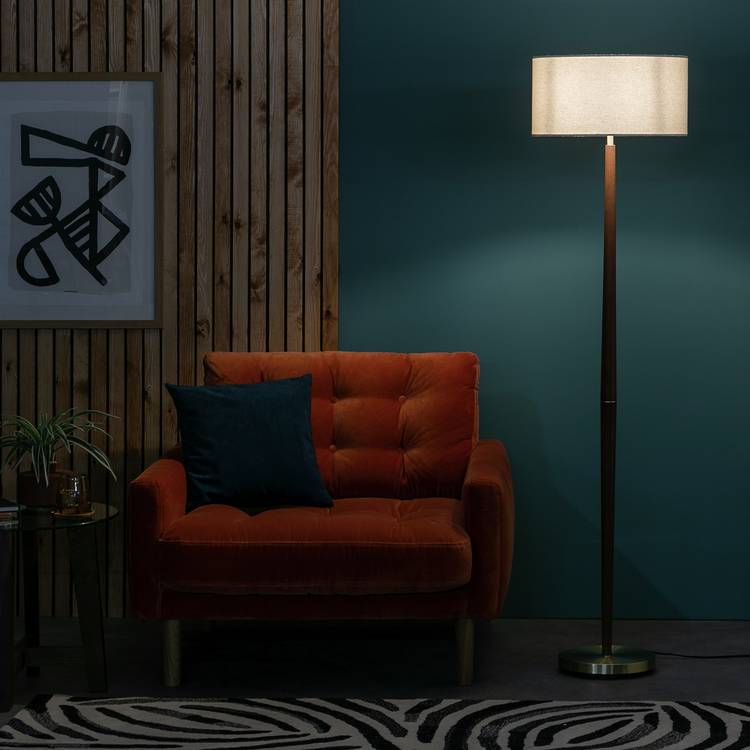 Habitat floor lamp walnut and brass imported from the UK