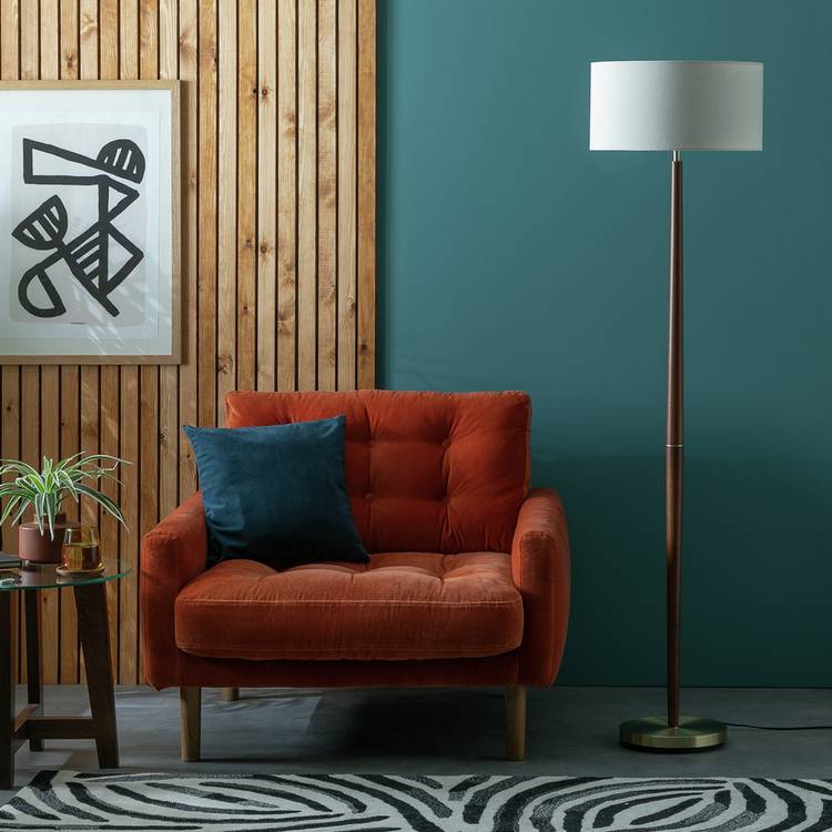 Habitat floor lamp walnut and brass imported from the UK