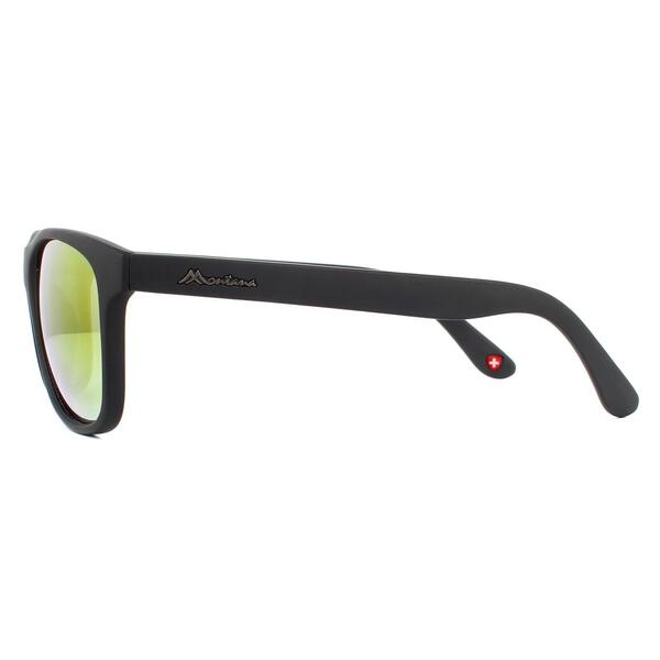 Montana MS48 black sunglasses with Revo red mirror lenses (British brand)