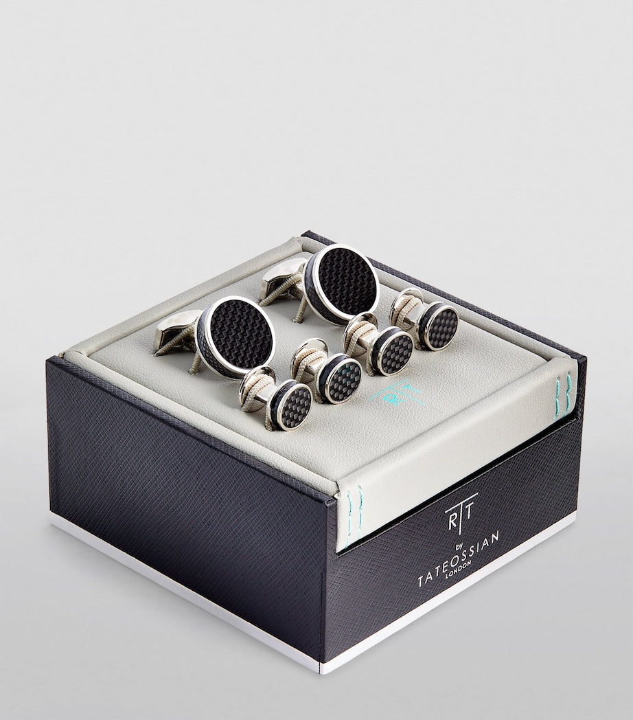 Tateossian disc cufflink set palladium plated silver - British product