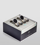 Tateossian disc cufflink set palladium plated silver - British product