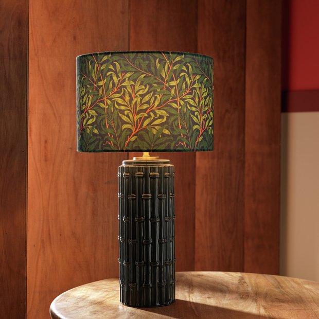 Habitat Morris & Co. cane ceramic table lamp blue, UK version