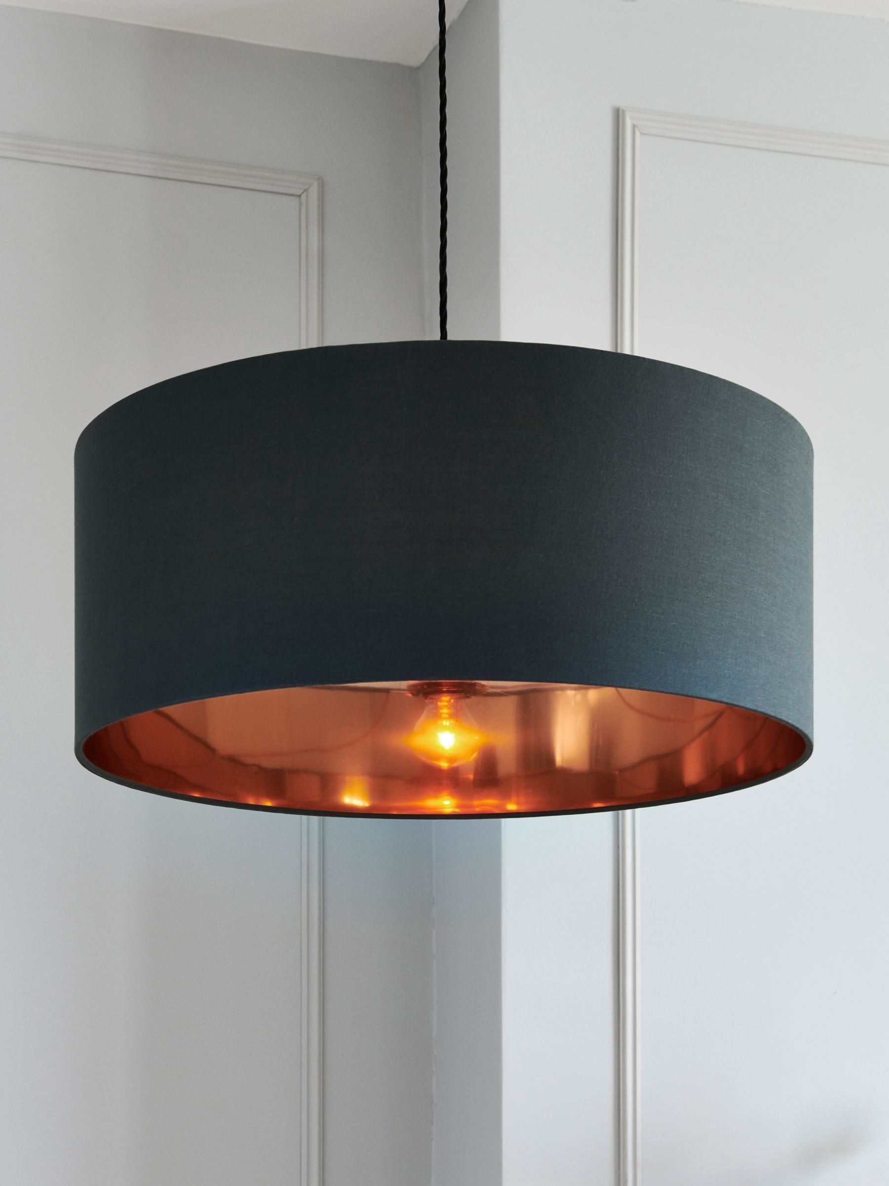 Next Champagne Gold Rico Easy Fit Drum Ceiling Light Shade