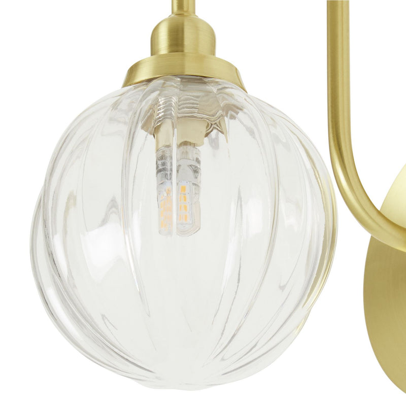 Argos Home metal bathroom wall light brushed brass ribbed glass shade - British product
