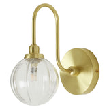 Argos Home metal bathroom wall light brushed brass ribbed glass shade - British product