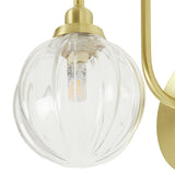 Argos Home metal bathroom wall light brushed brass ribbed glass shade - British product