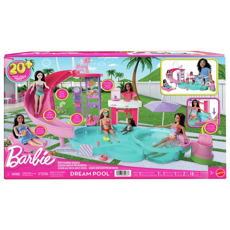 Barbie Dream Pool playset with slide and hot tub (British brand)