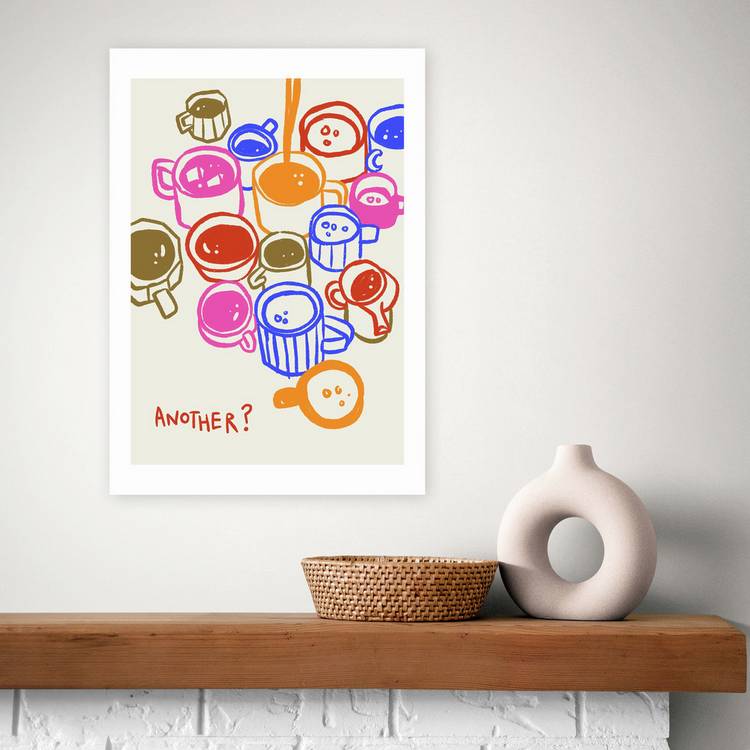 East End Prints coffee cups art print A3, imported from the UK