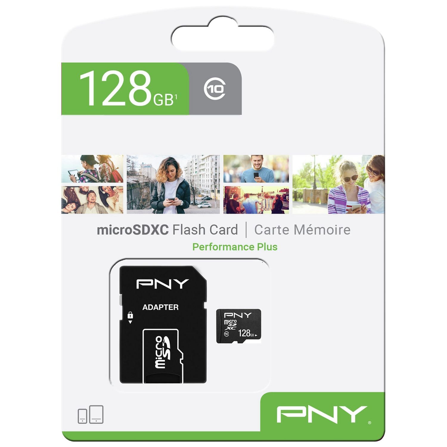 PNY microSD 128GB memory card with adaptor, imported from the UK