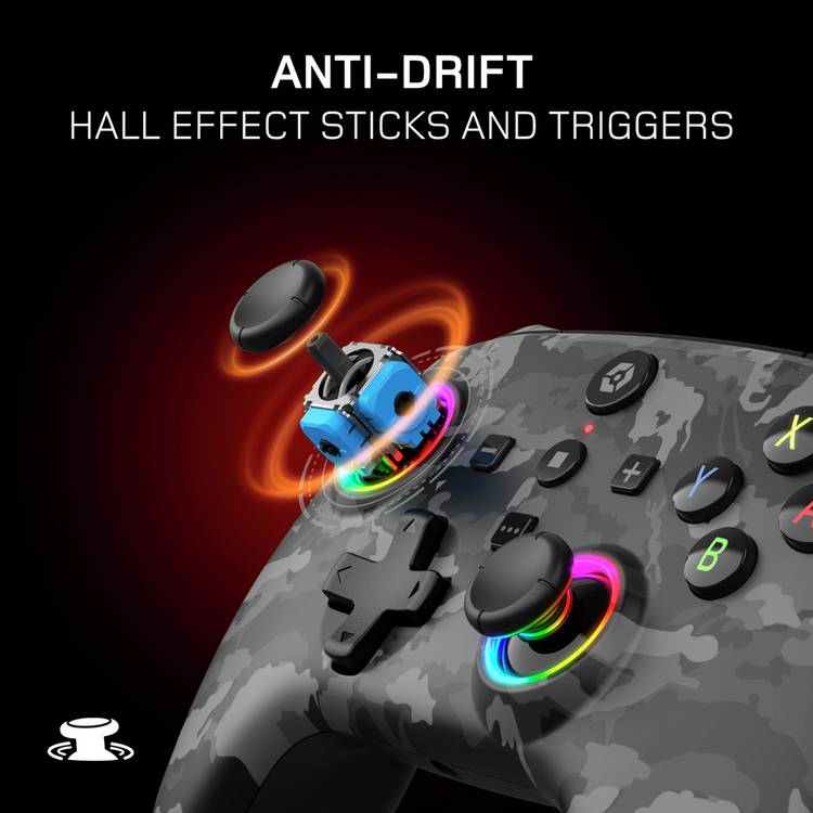 Gioteck WX5+ Camo wireless controller for Switch and PC, UK version