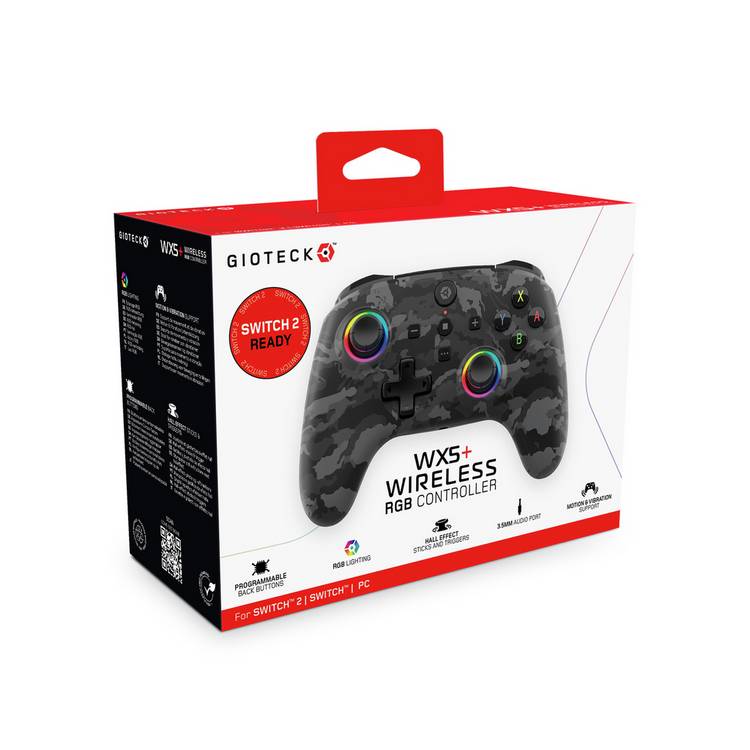 Gioteck WX5+ Camo wireless controller for Switch and PC, UK version