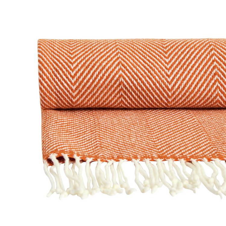 Habitat herringbone throw burnt orange 125x150cm, imported from the UK