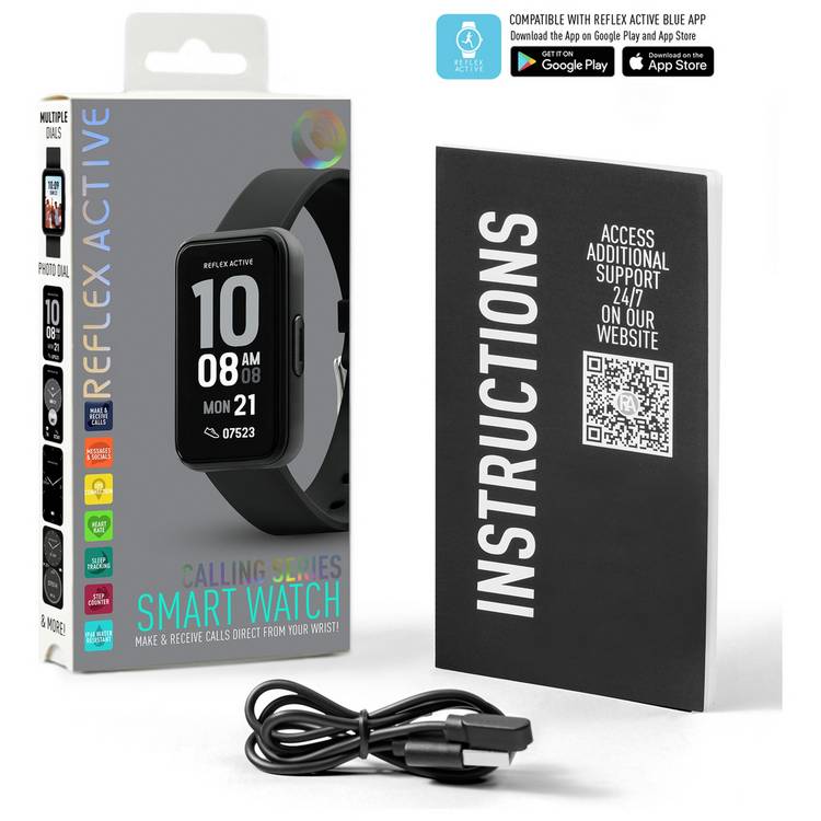 Reflex Active Corrus smartwatch black strap, imported from the UK
