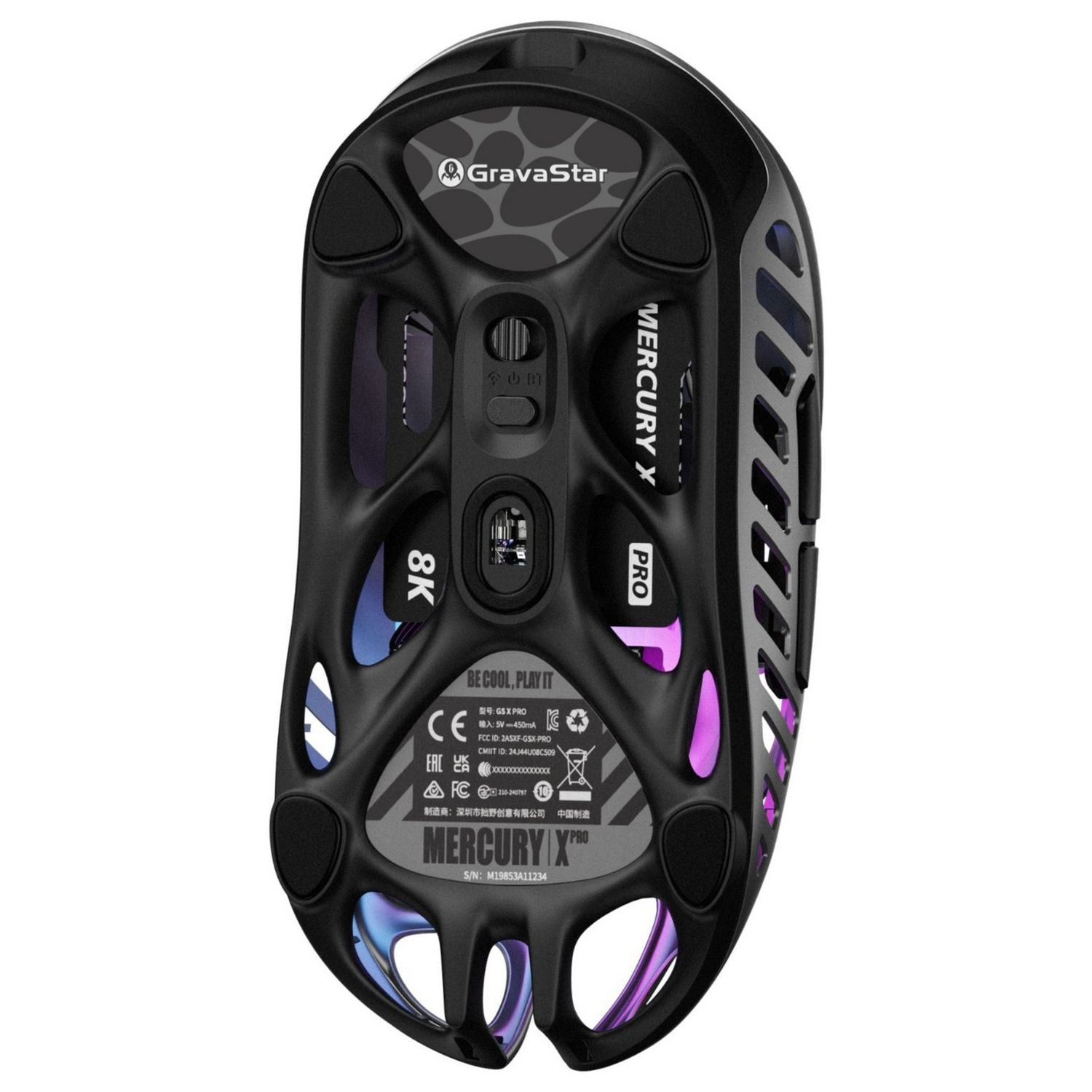 GravaStar Mercury X Pro wireless gaming mouse in silver (British brand)