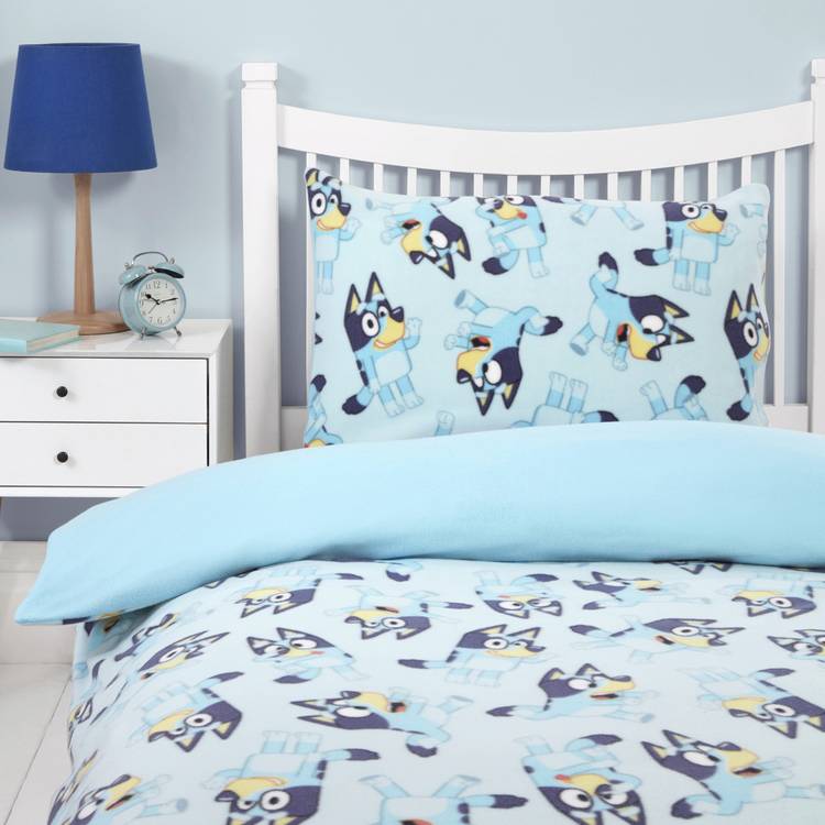 Bluey Mischief Fleece blue kids bedding set single, imported from the UK
