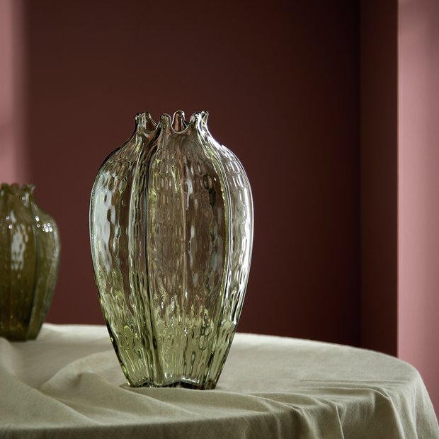 Habitat green seed pod glass vase H32.5cm (British brand)