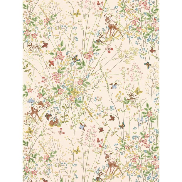 Sanderson Disney Bambi Neapolitan Pink wallpaper roll (British brand)