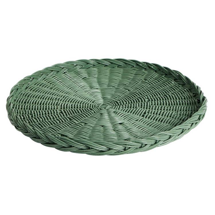 Habitat handwoven rattan decorative tray green 40cm - British product