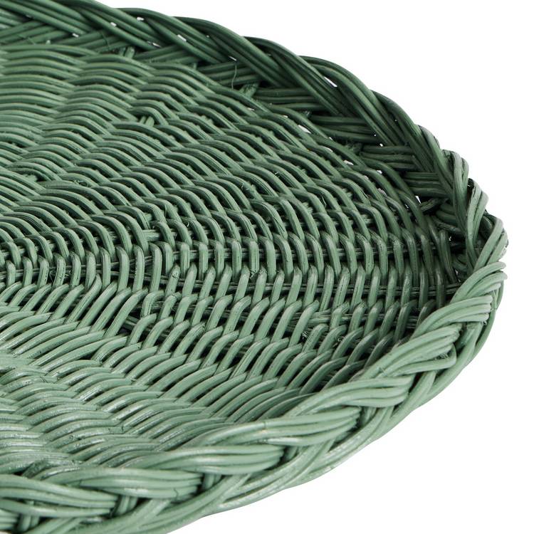Habitat handwoven rattan decorative tray green 40cm - British product