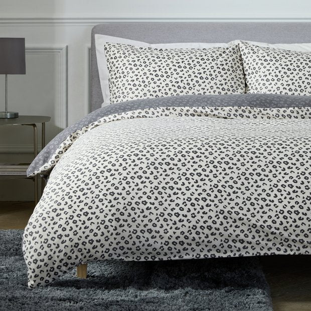 Argos Home leopard print grey bedding set single (British brand)